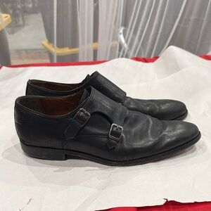 Antonio Maurizi Black Leather Monk Strap Shoes